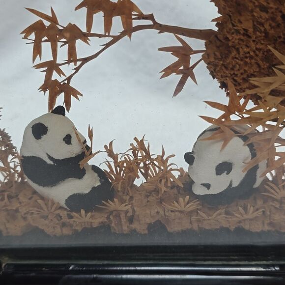 PANDA Bear Cork Art Diorama Peoples Republic China San You Hand Crafted 9" - Picture 9 of 10